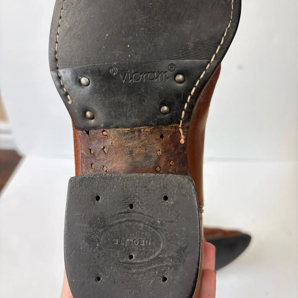 Vintage 1970s 1980s Nocona Cowboy Boots Brown Mens Size 9E 4782